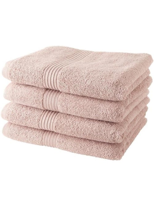 Today lot de 4 serviettes de bain 100% coton - 50x100 cm - rose des sables - Kiabi