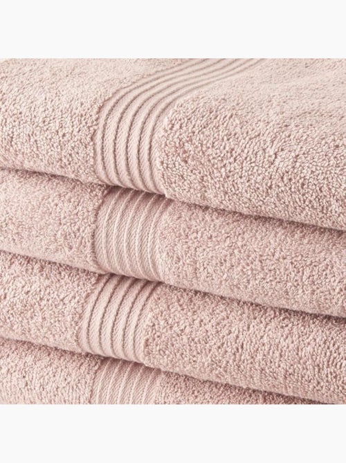 Today lot de 4 serviettes de bain 100% coton - 50x100 cm - rose des sables - Kiabi