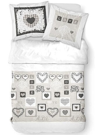Today parure de lit coton 2 personnes - 240x260 cm - imprimé blanc eden