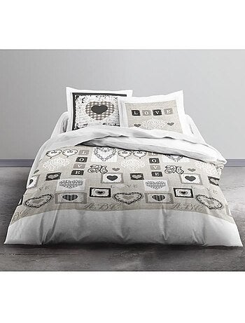 Today parure de lit coton 2 personnes - 240x260 cm - imprimé blanc eden