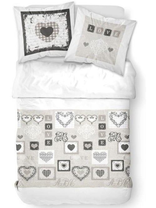 TODAY Parure de lit Coton 2 personnes - 240x260 cm - Imprimé Blanc Eden - Kiabi