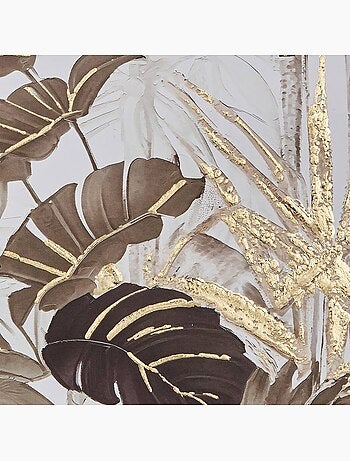 Toile 3d motifs végétaux relief doré shirley
