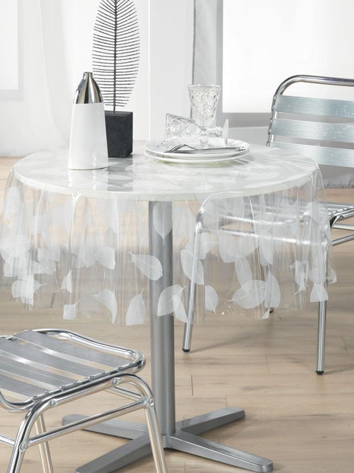 Toile cirée nappe de protection transparente Ronde Feuille blanc - Kiabi