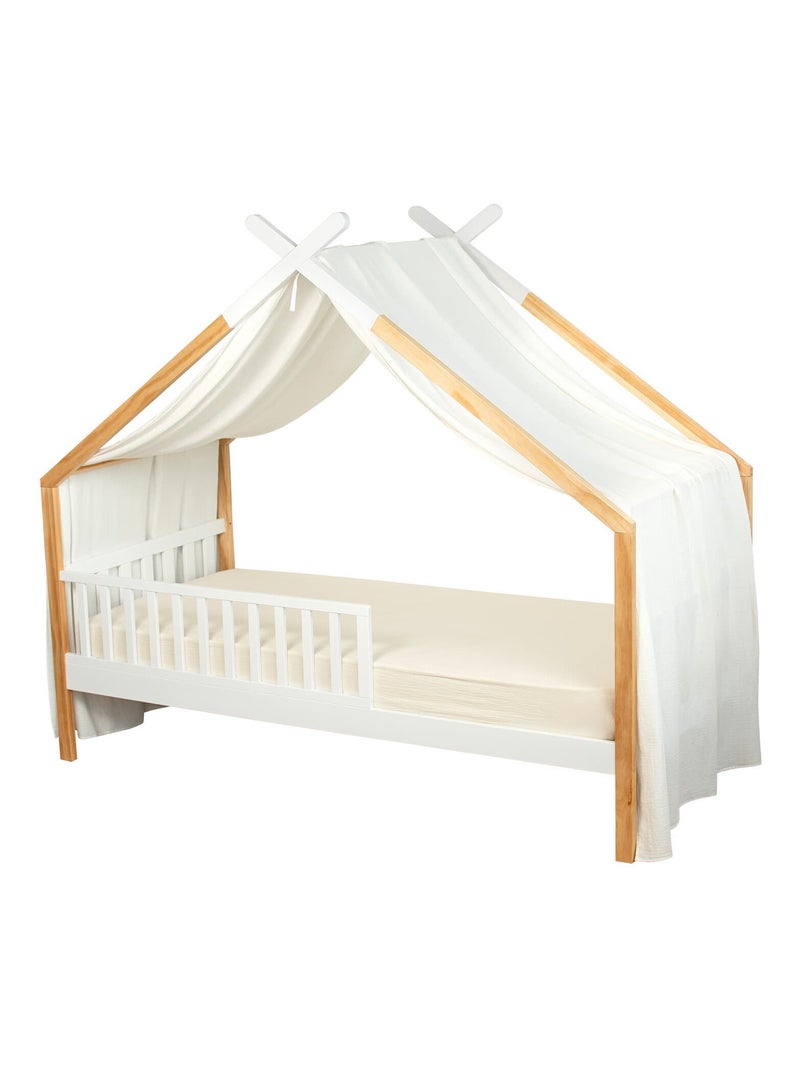 Toile de lit, ciel de lit cabane en gaze de coton à carreaux SEVIRA KIDS Ecru - Kiabi