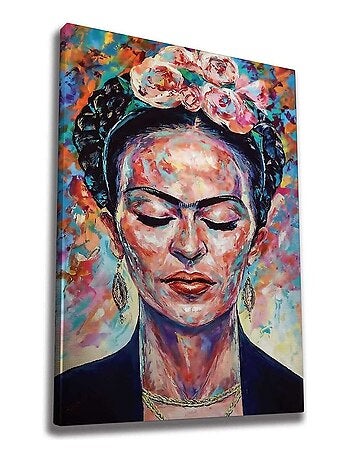 Toile décorative Frida Kahlo imprimée avec cadre bois FRIEDA