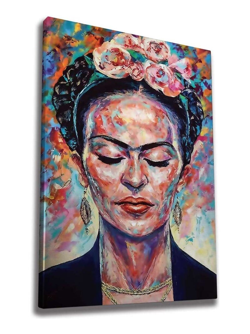 Toile décorative Frida Kahlo imprimée avec cadre bois FRIEDA Multicolore - Kiabi