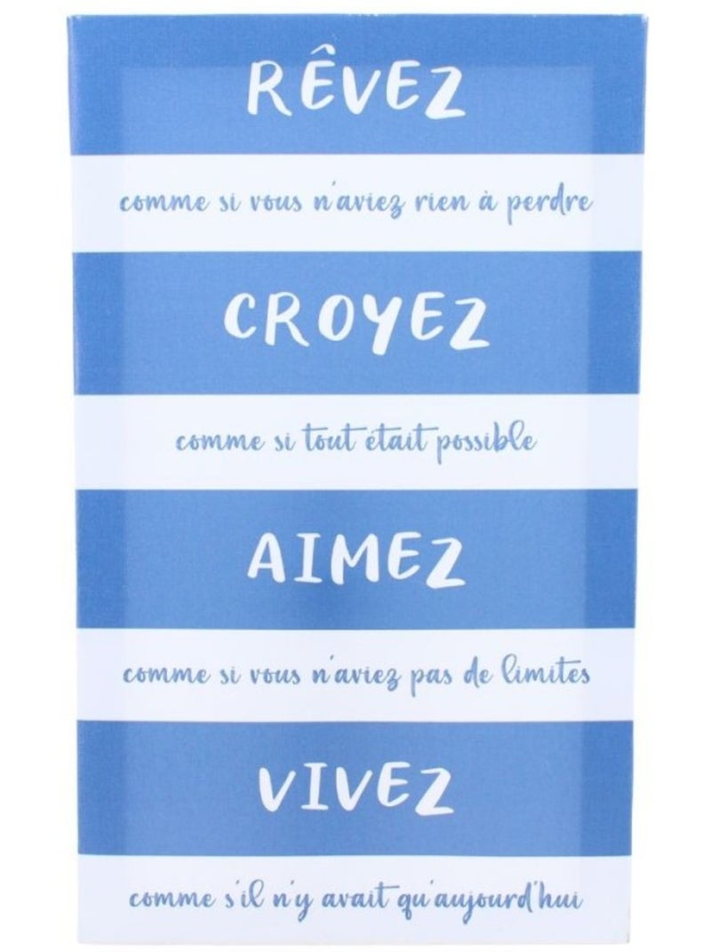 Toile décorative marinière avec mots 50x30cm Bleu - Kiabi