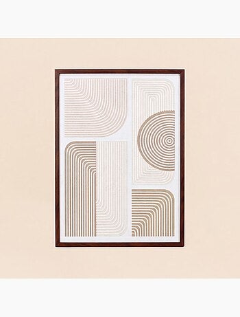 Toile en relief à motifs géométriques beiges, marrons 45x60cm