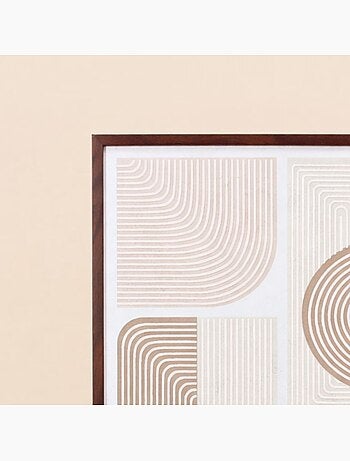 Toile en relief à motifs géométriques beiges, marrons 45x60cm