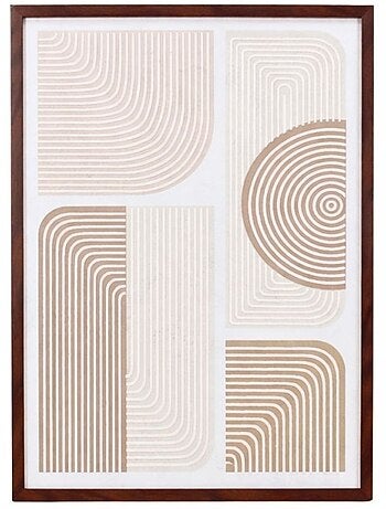 Toile en relief à motifs géométriques beiges, marrons 45x60cm