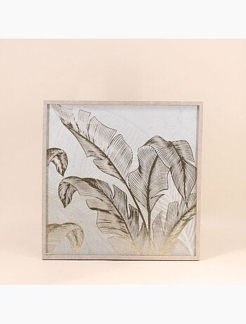 Toile en relief motifs feuilles dorées 50x50cm