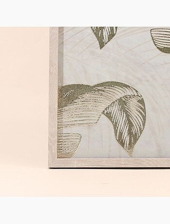Toile en relief motifs feuilles dorées 50x50cm