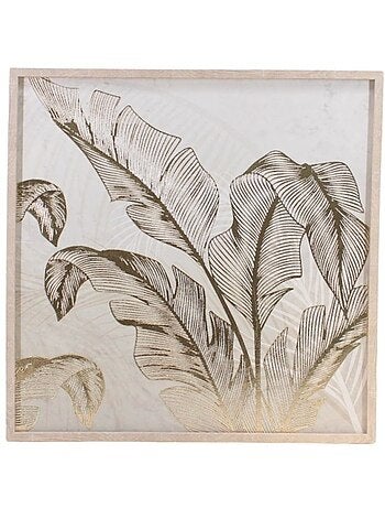 Toile en relief motifs feuilles dorées 50x50cm