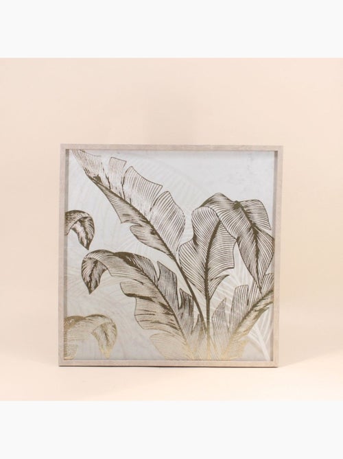 Toile en relief motifs feuilles dorées 50x50cm - Kiabi
