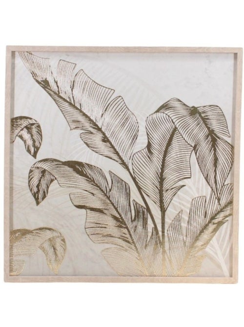 Toile en relief motifs feuilles dorées 50x50cm - Kiabi
