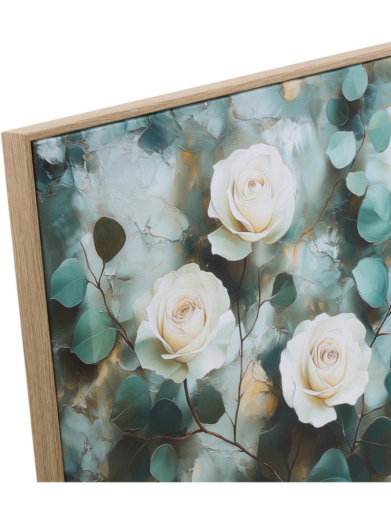 Toile encadrée carrée motifs floraux Bleu - Kiabi