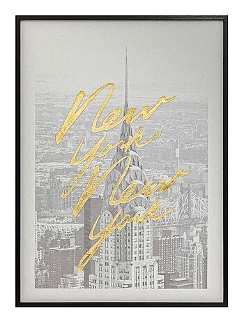 Toile imprimée encadrée à effet alu NEW YORK