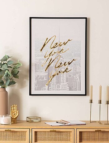 Toile imprimée encadrée à effet alu NEW YORK