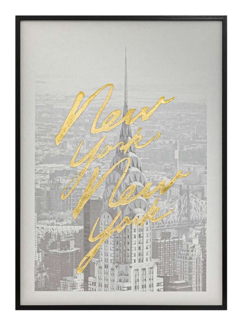 Toile imprimée encadrée à effet alu NEW YORK - Kiabi