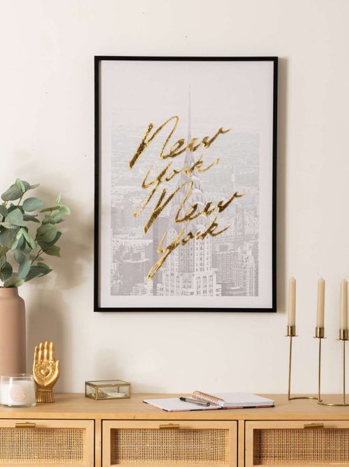 Toile imprimée encadrée à effet alu NEW YORK - Kiabi