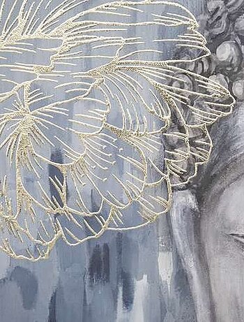 Toile imprimée encadrée Bouddha effet alu