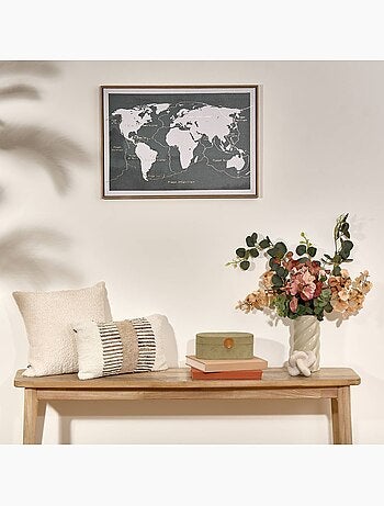 Toile imprimée encadrée carte du monde dorée FANYO