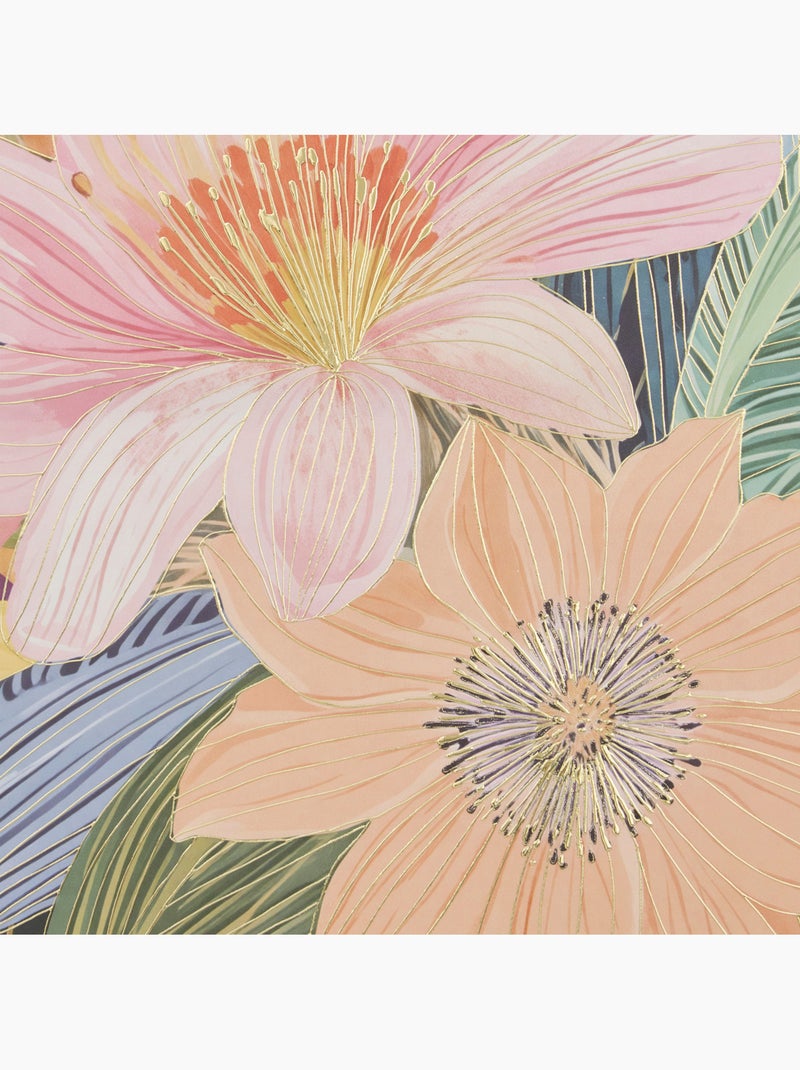 Toile imprimée encadrée fleurs dorées daisy Multicolore - Kiabi