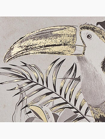 Toile imprimée encadrée oiseau tropical doré rafi