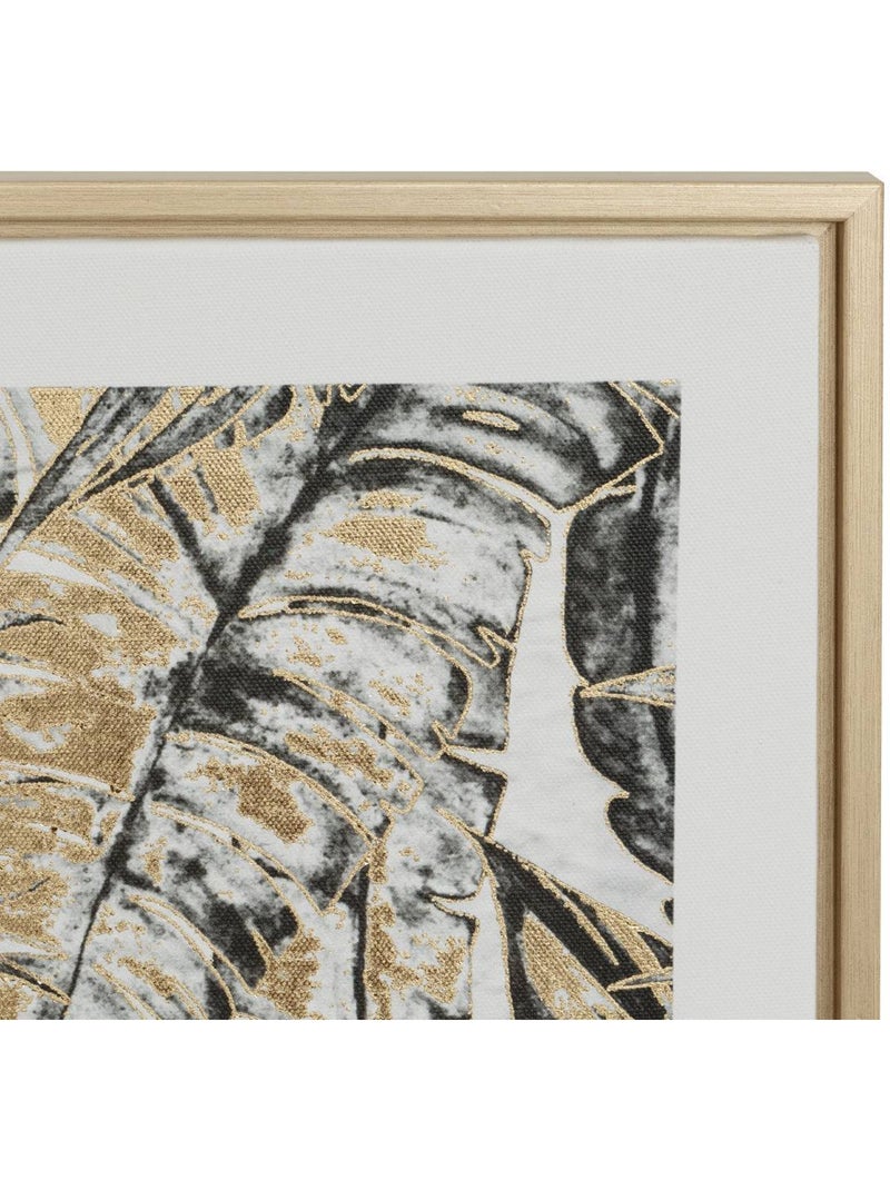 Toile imprimée encadrée végétale avec doré AVA Blanc - Kiabi
