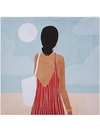 Toile imprimée illustration féminine 28x28cm FRANY