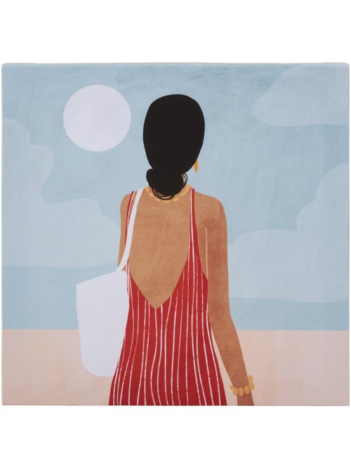 Toile imprimée illustration féminine 28x28cm FRANY - Kiabi