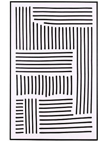 Toile imprimée motifs géométriques noirs et blancs 60x90cm
