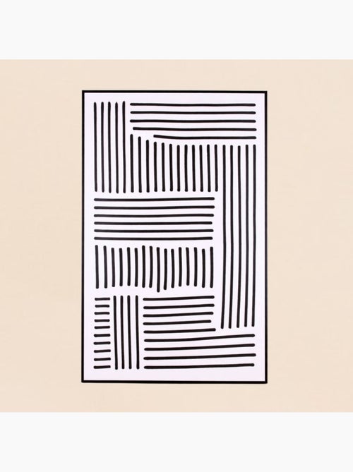 Toile imprimée motifs géométriques noirs et blancs 60x90cm - Kiabi