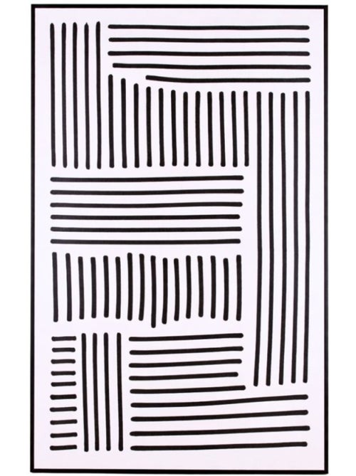 Toile imprimée motifs géométriques noirs et blancs 60x90cm - Kiabi