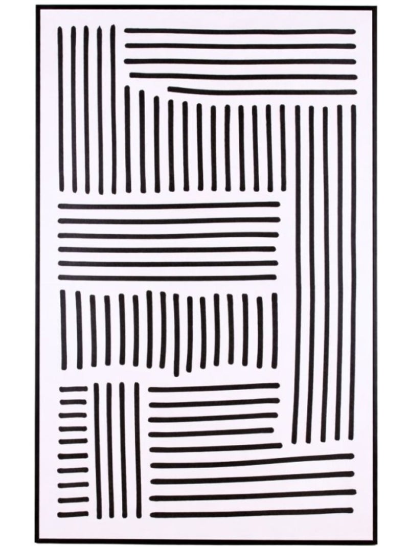 Toile imprimée motifs géométriques noirs et blancs 60x90cm Blanc - Kiabi