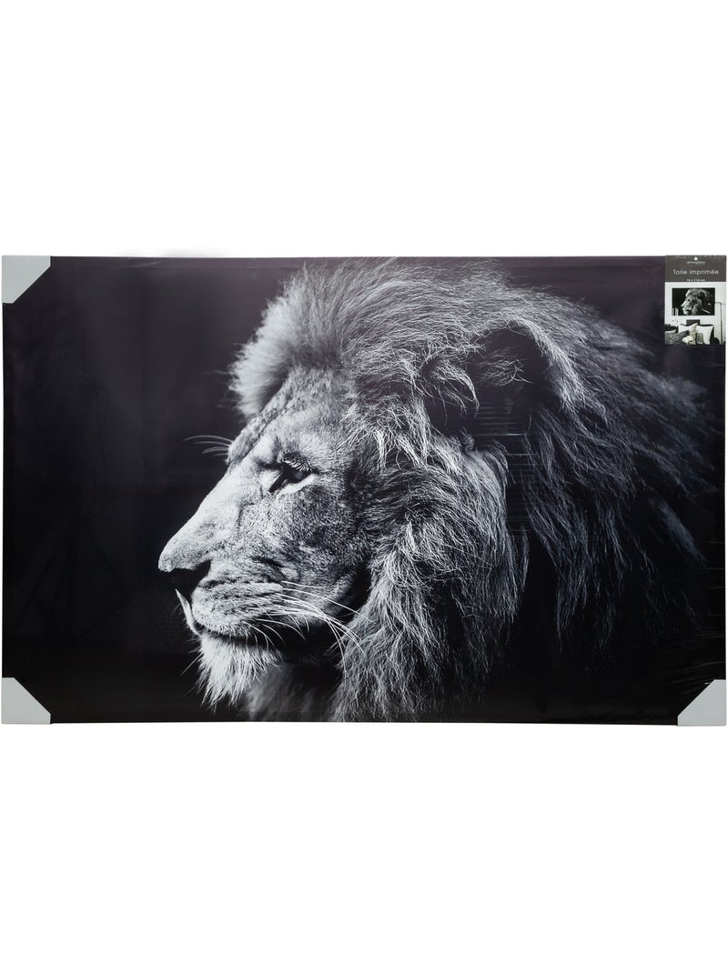 Toile imprimée portrait lion ANIMAUX Noir Blanc - Kiabi