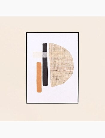 Toile motifs abstraits 3D beige, marron 45x60cm