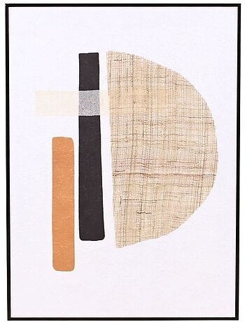 Toile motifs abstraits 3D beige, marron 45x60cm