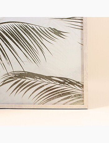 Toile motifs feuilles dorées en reliefs 50x50cm