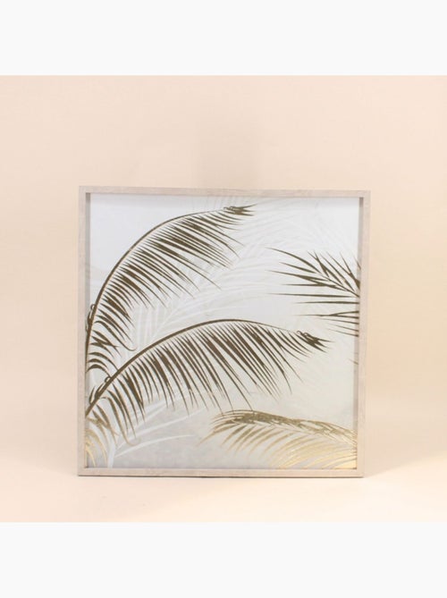 Toile motifs feuilles dorées en reliefs 50x50cm - Kiabi