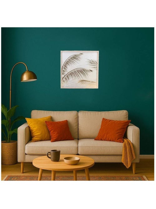 Toile motifs feuilles dorées en reliefs 50x50cm - Kiabi