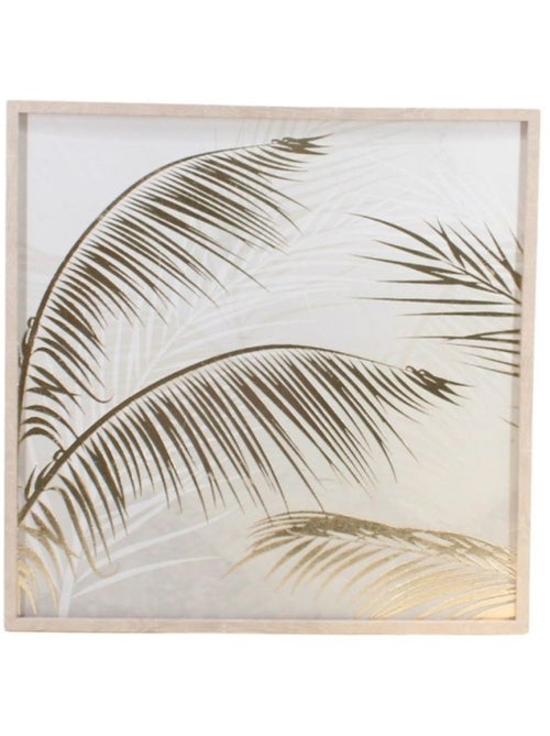 Toile motifs feuilles dorées en reliefs 50x50cm - Kiabi