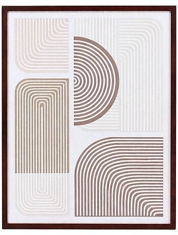 Toile motifs géométriques en relief beige 45x60cm