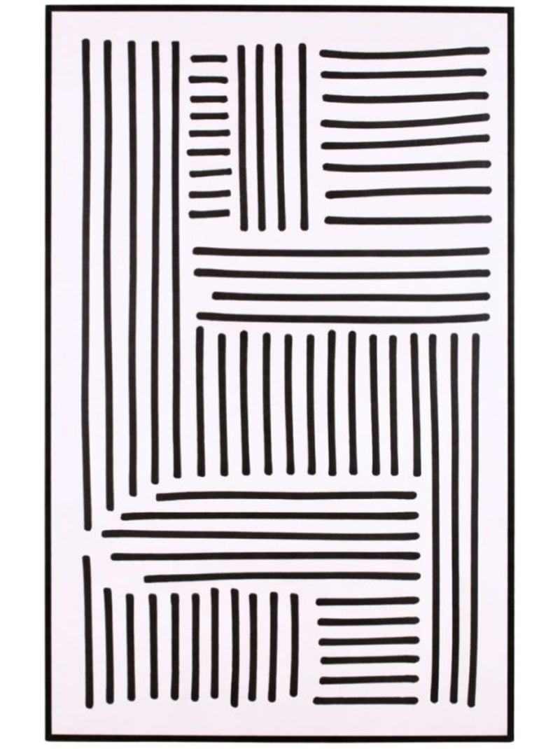 Toile motifs géométriques noirs et blancs 60x90cm Blanc - Kiabi