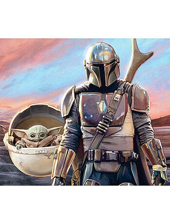 Toile Murale Din Jarin et Grogu Bébé Yoda The Mandalorian Star Wars