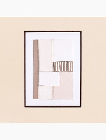 Toile peinte à la main à motifs géométriques beiges 60x80cm