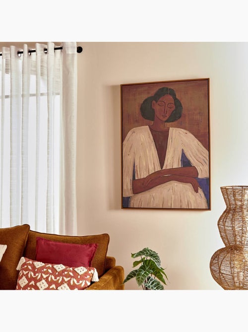 Toile peinte encadrée portrait femme sereine AICHA - Kiabi