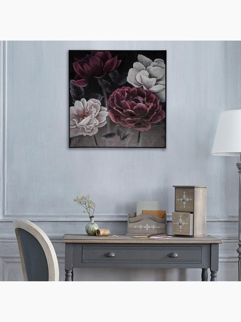 Toile peinte "Fleur" 58x58cm Multicolore - Kiabi