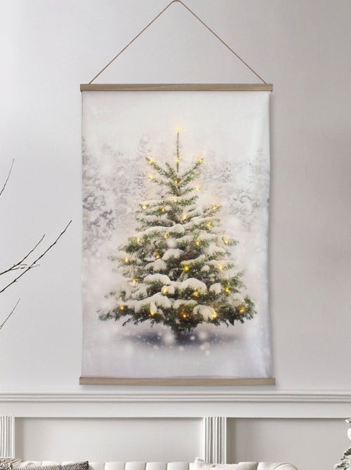 Toile velours 75 x 112 cm motif imprimé sapin led - Kiabi