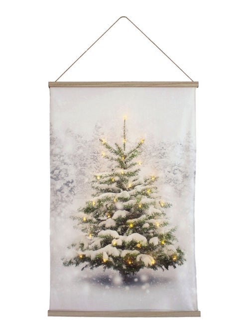 Toile velours 75 x 112 cm motif imprimé sapin led - Kiabi